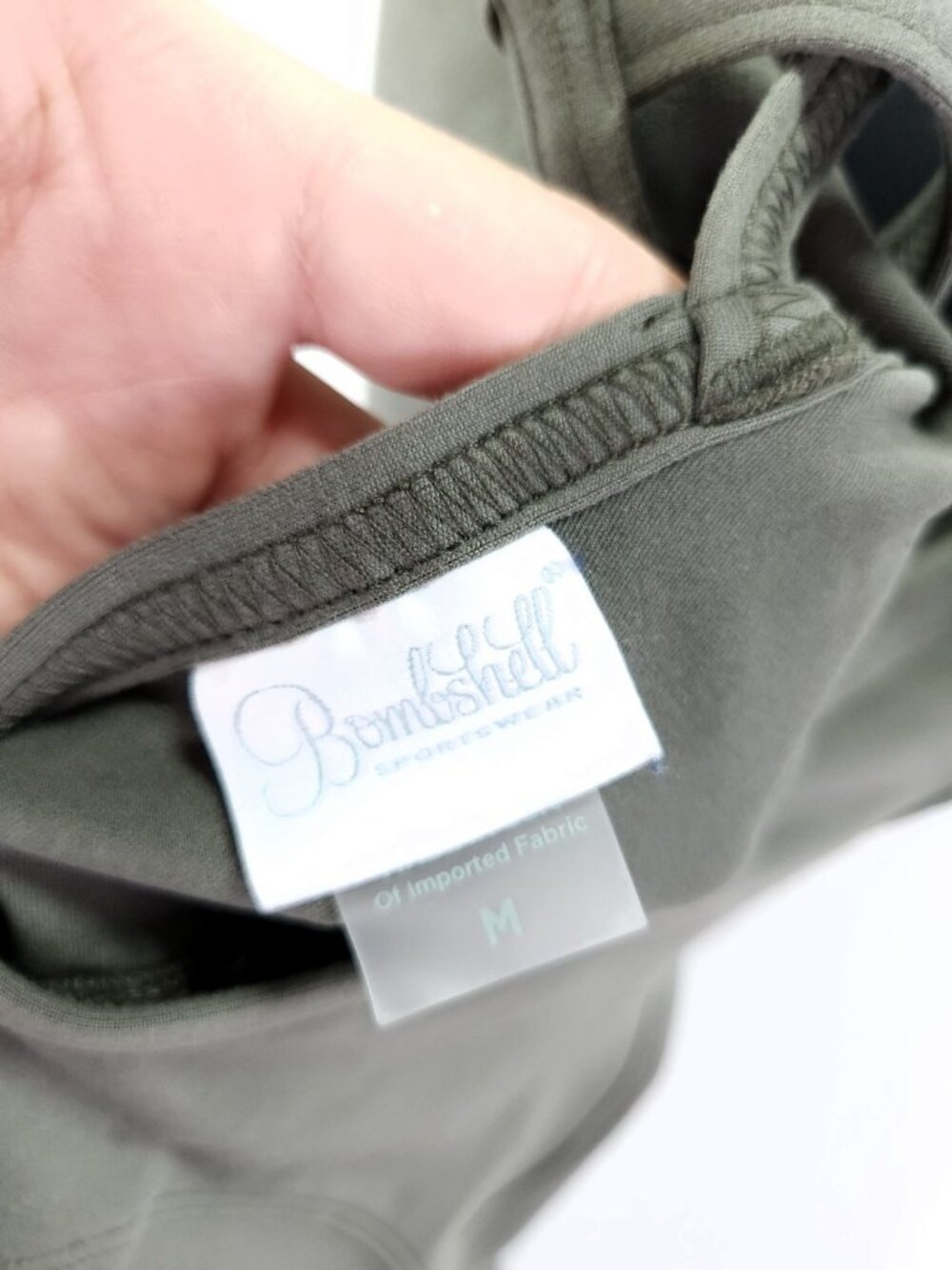Bombshell Sportswear Sculpt Full Bodysuit Size Medium Olive Green - Picture 10 of 15